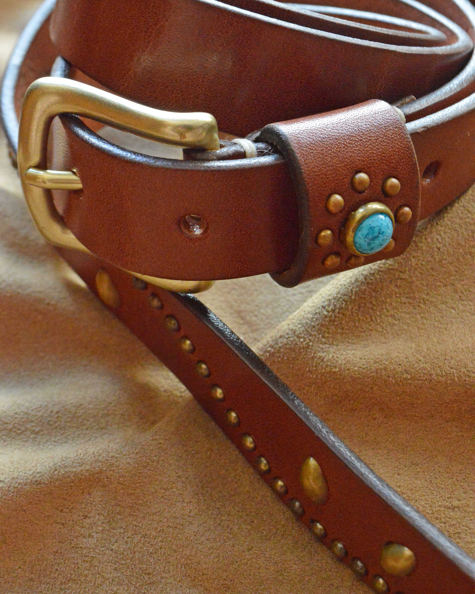 Nasngwam. ナスングワム / STUDS BELT スタッズベルト (BROWN ブラウン)