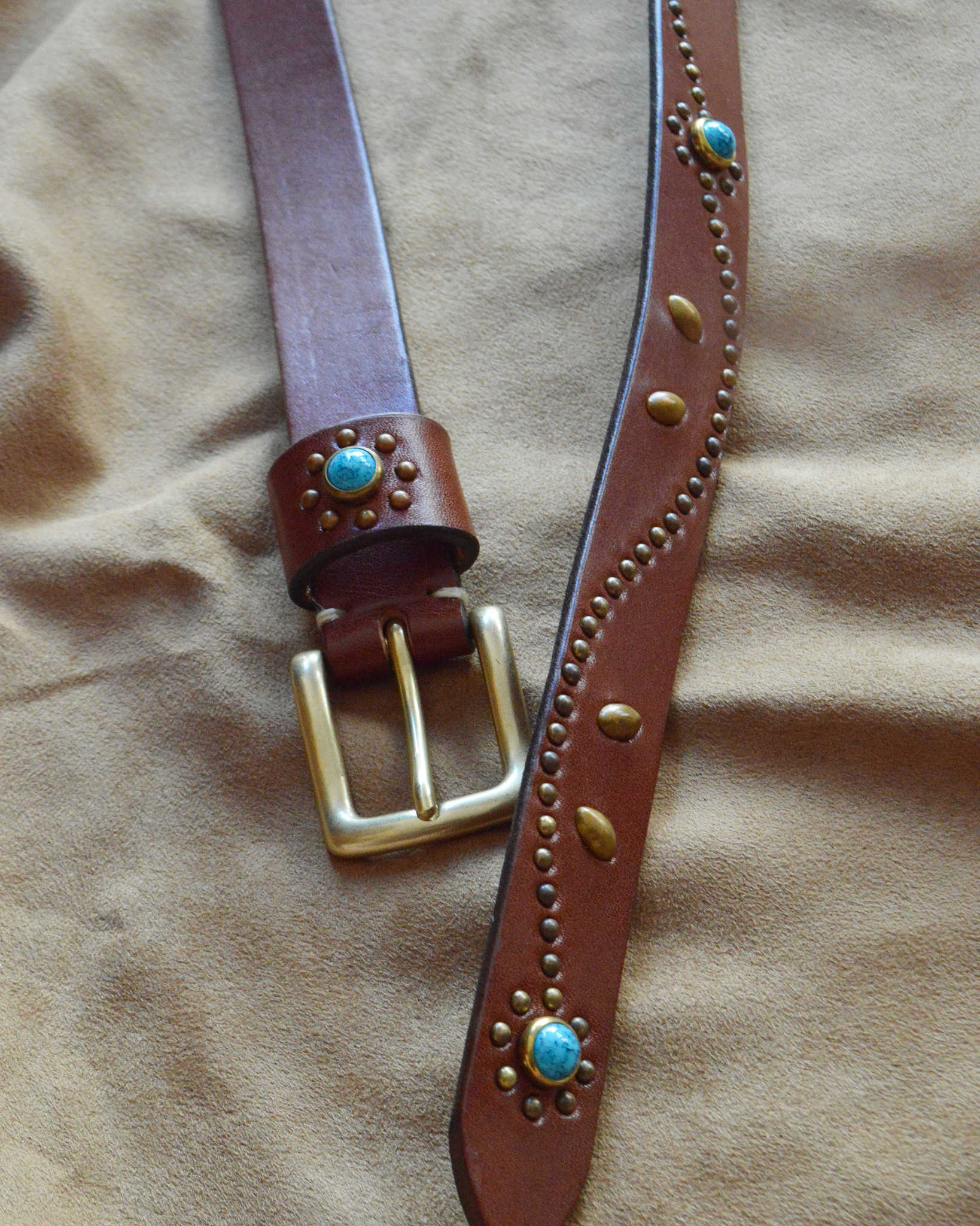 Nasngwam. ナスングワム / STUDS BELT スタッズベルト (BROWN ブラウン)
