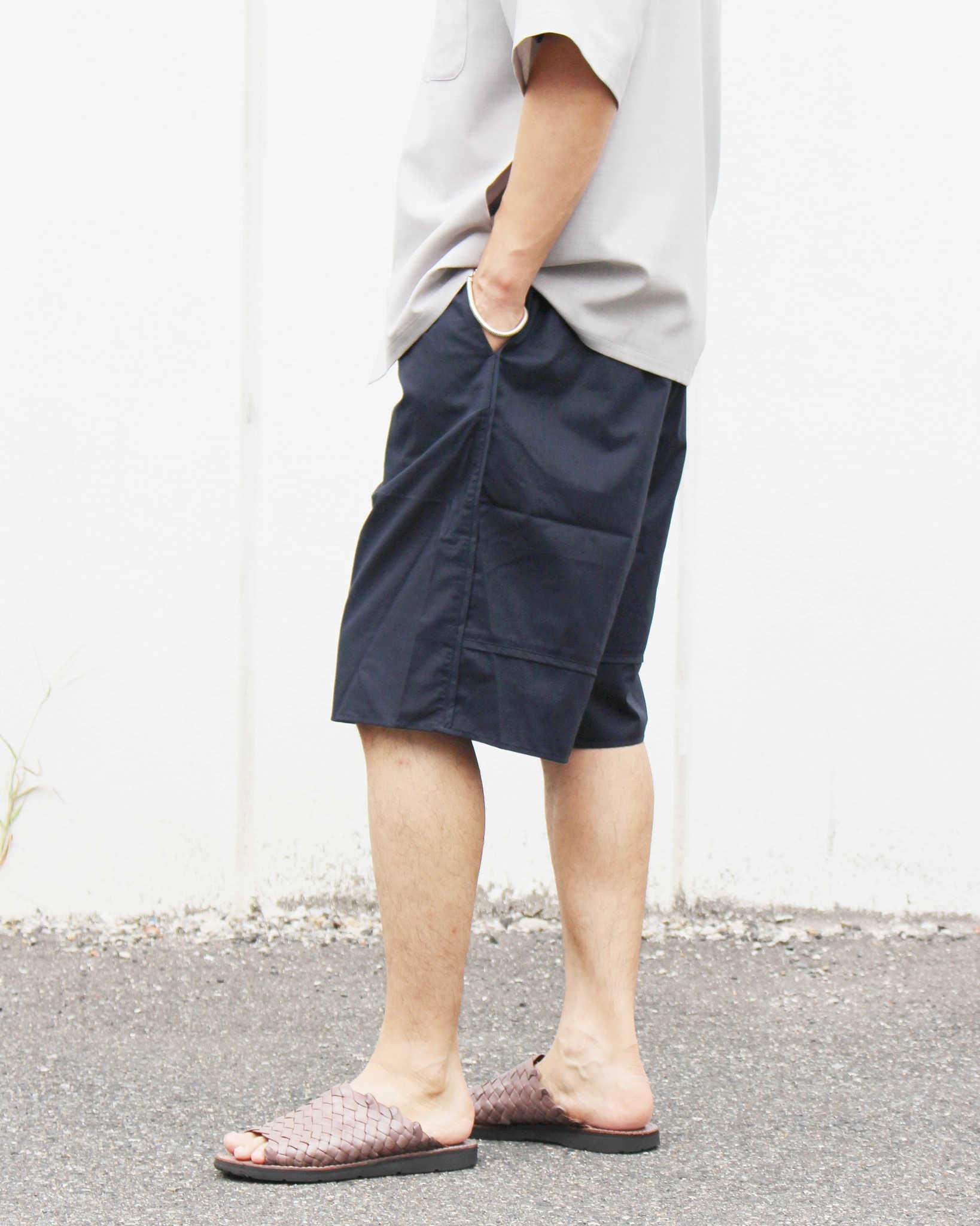 LAMOND ラモンド / LAWN WIDE SHORTS ローンワイドショーツ (NAVY BLACK ネイビーブラック)