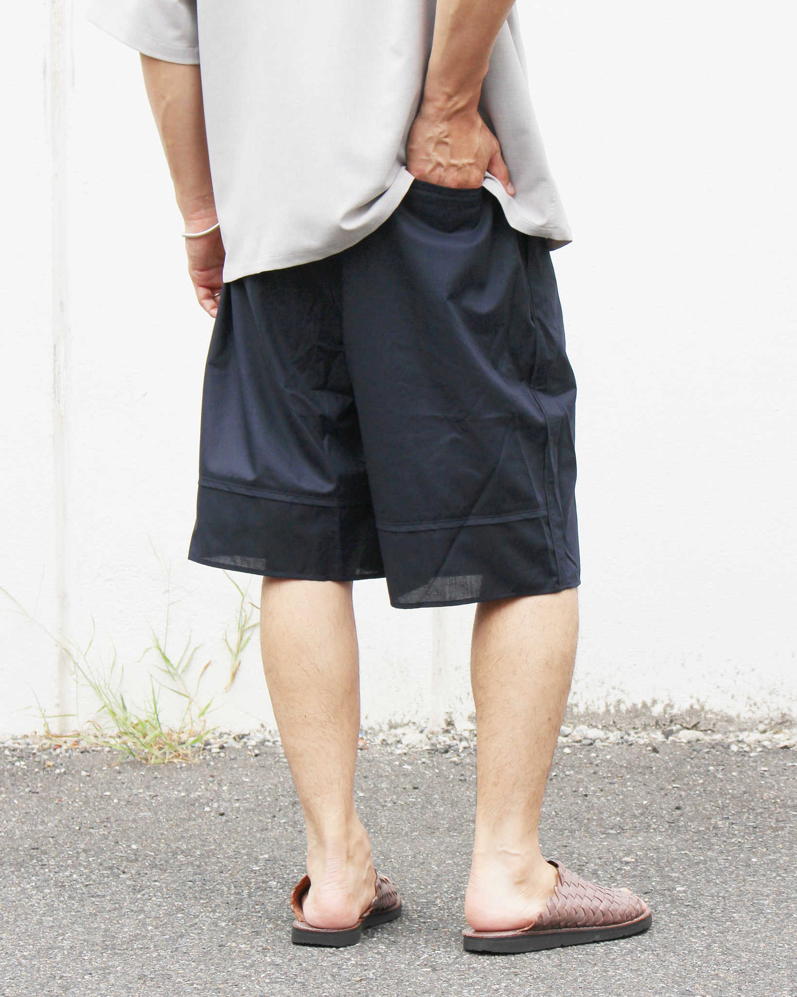 LAMOND ラモンド / LAWN WIDE SHORTS ローンワイドショーツ (NAVY BLACK ネイビーブラック)