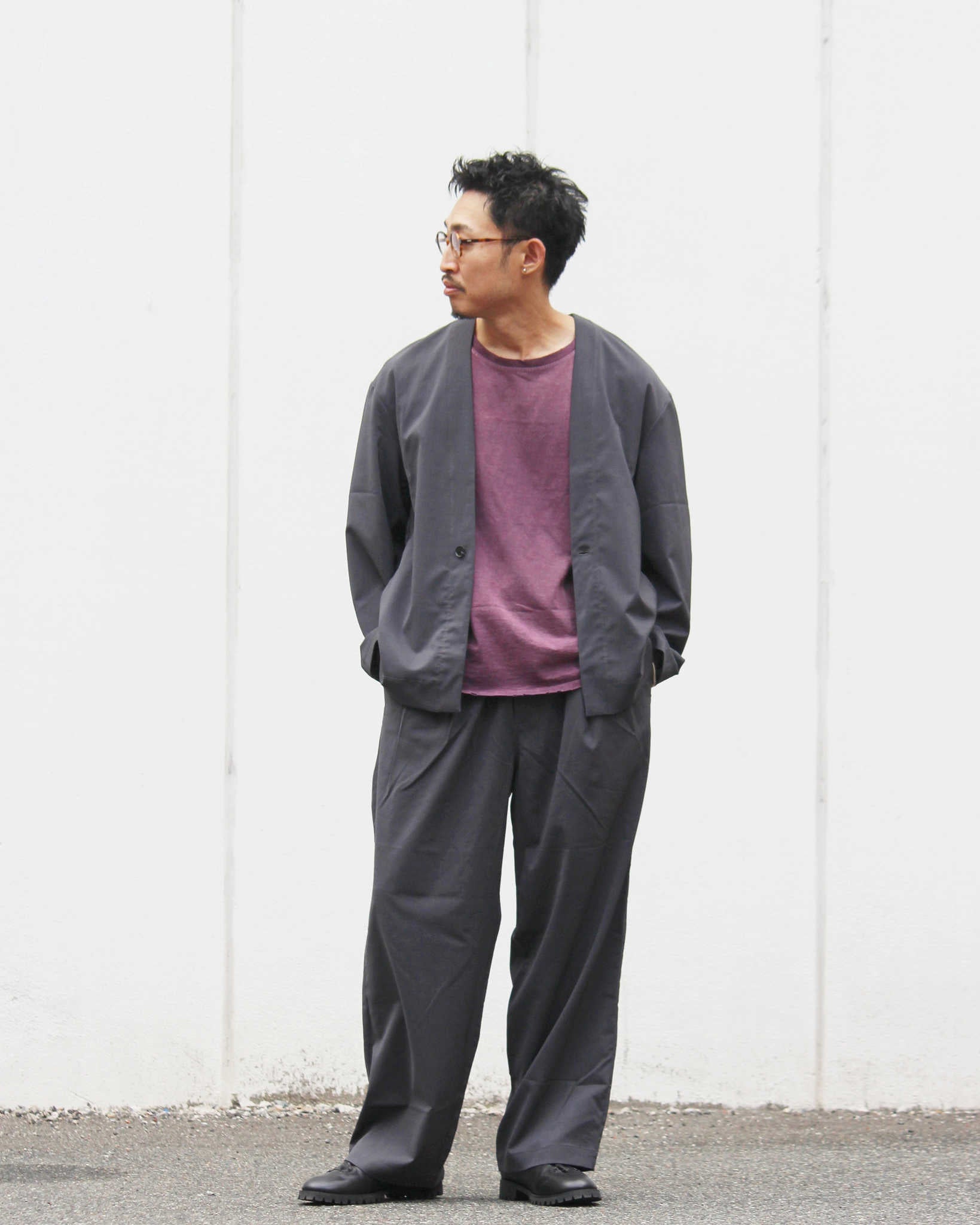LAMOND ラモンド / TWILL TWIST CARDIGAN JACKET ツイルツイストカーディガンジャケット (CHARCOAL チャコール)