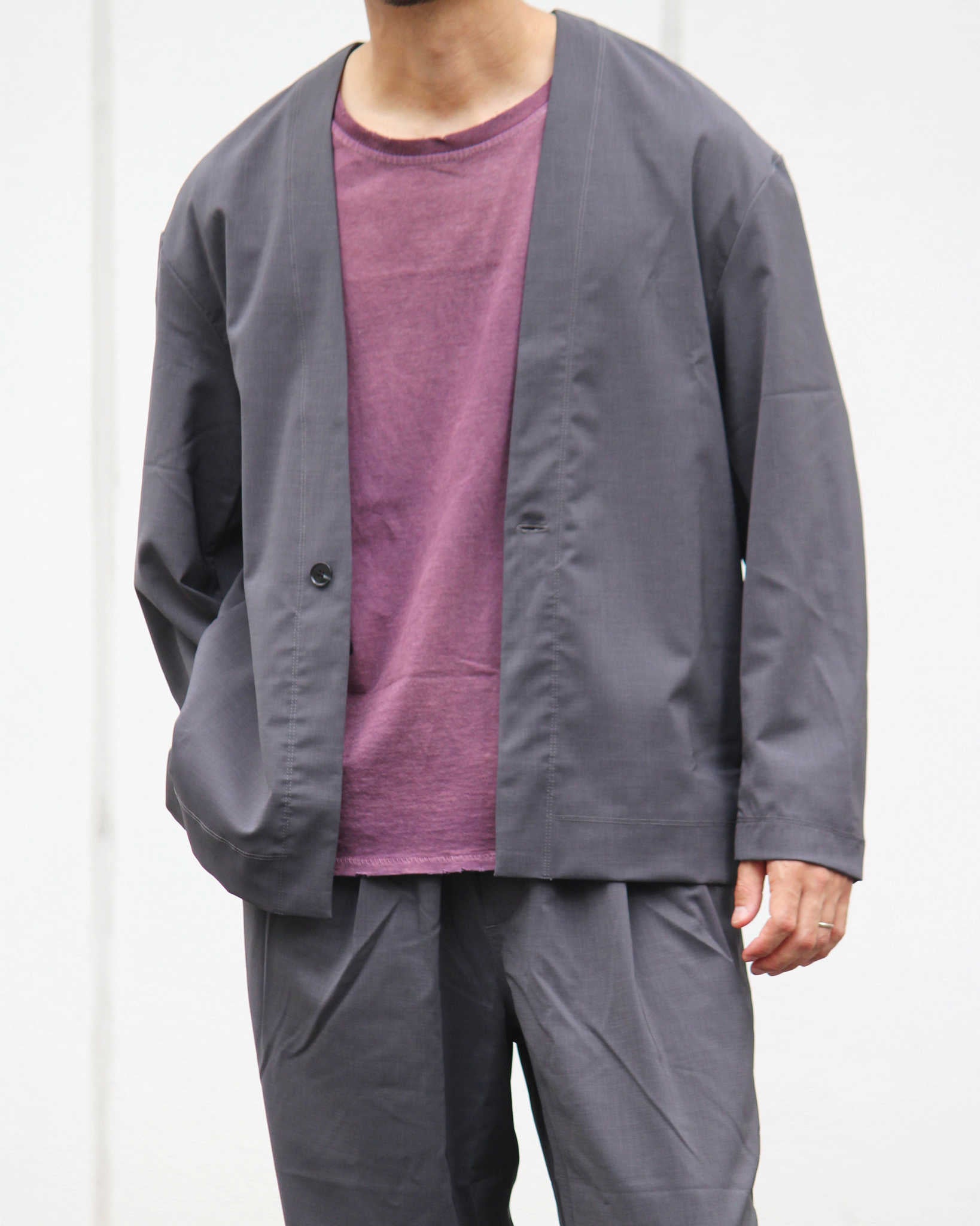 LAMOND ラモンド / TWILL TWIST CARDIGAN JACKET ツイルツイストカーディガンジャケット (CHARCOAL チャコール)