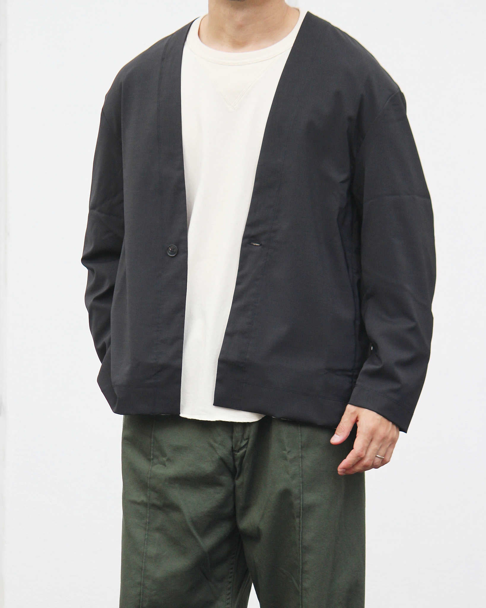 LAMOND ラモンド / TWILL TWIST CARDIGAN JACKET ツイルツイストカーディガンジャケット (BLACK ブラック)