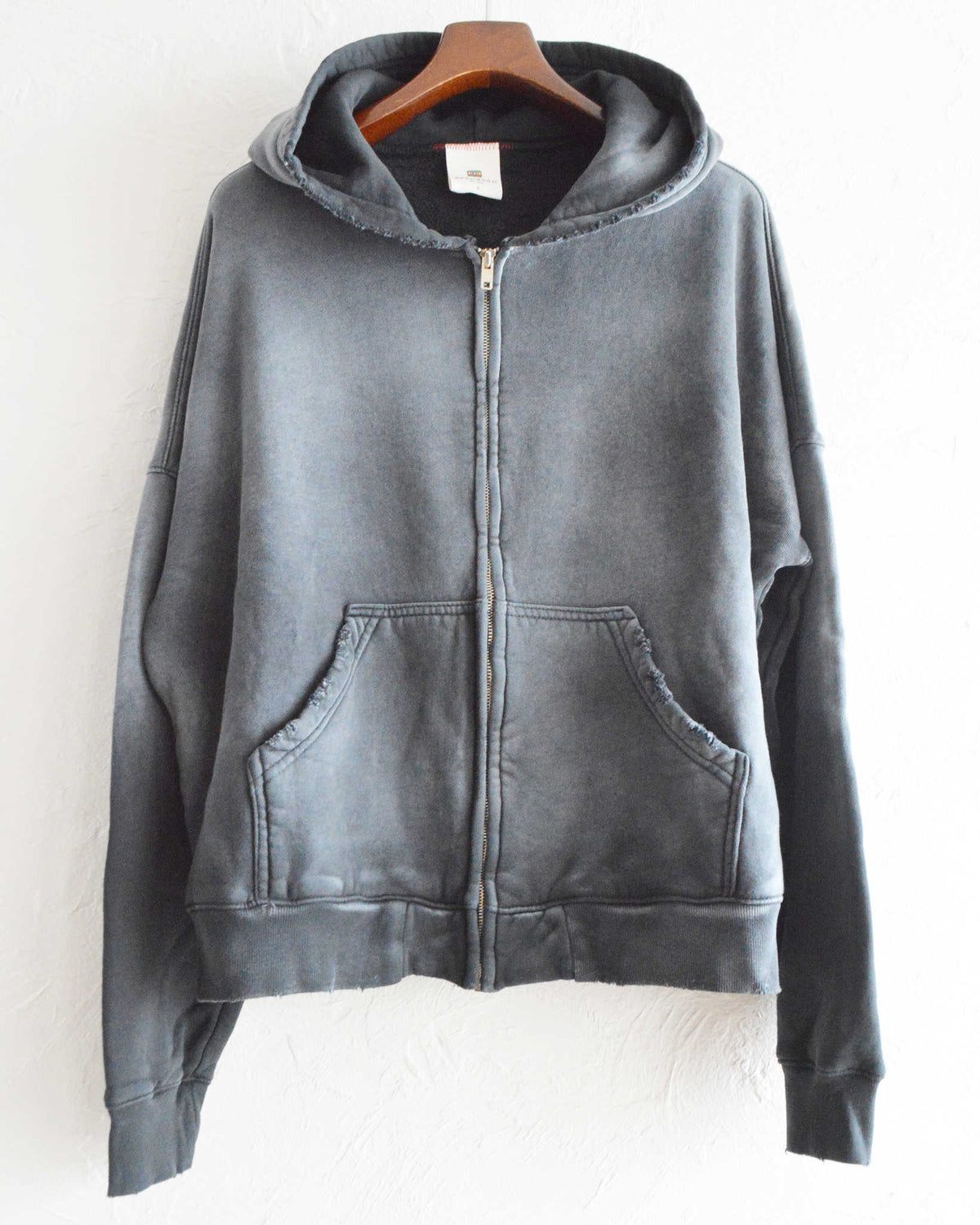 MOOJIMOOJI ムージムージー / OVERSIZE ZIP UP HOODIE AGED オーバーサイズジップアップフーディー (BLACK ブラック)