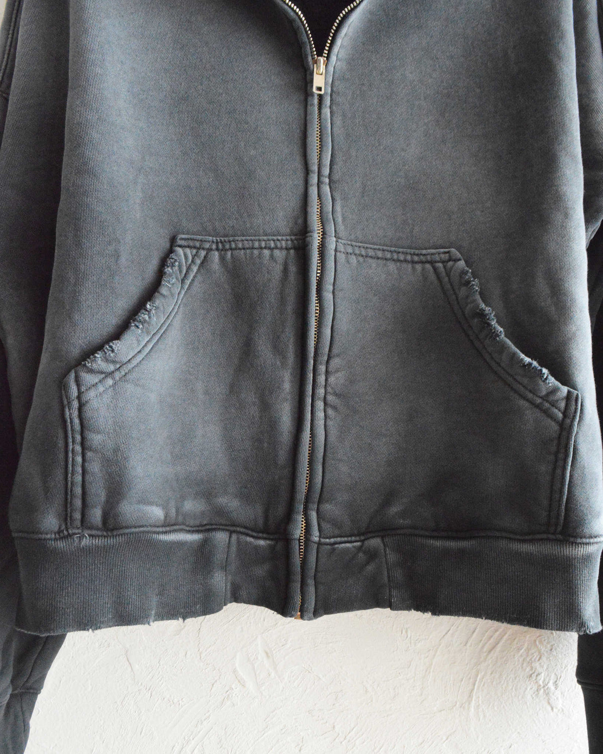 MOOJIMOOJI ムージムージー / OVERSIZE ZIP UP HOODIE AGED オーバーサイズジップアップフーディー (BLACK ブラック)