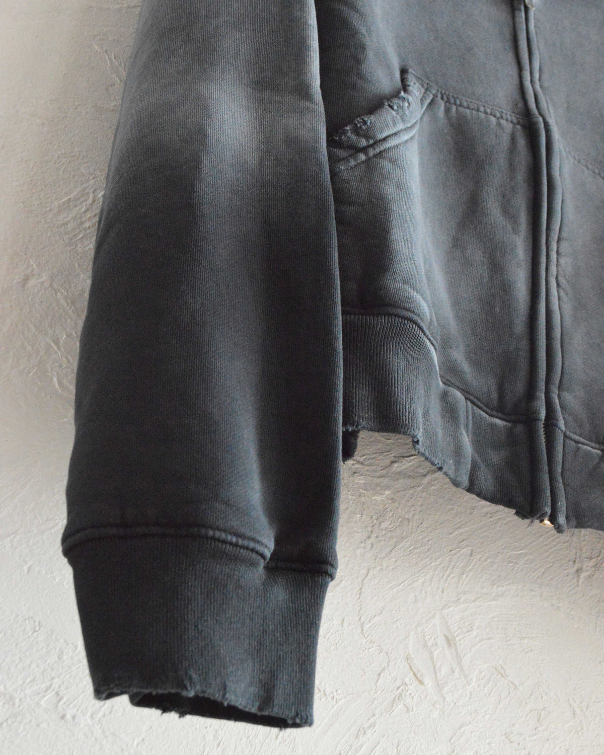 MOOJIMOOJI ムージムージー / OVERSIZE ZIP UP HOODIE AGED オーバーサイズジップアップフーディー (BLACK ブラック)