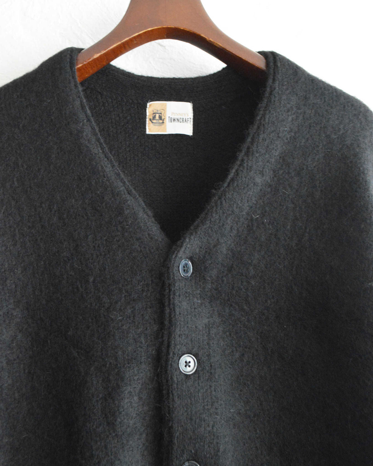 TOWN CRAFT タウンクラフト / mohair shaggy cardigan  モヘアカーディガン (BLACK ブラック)
