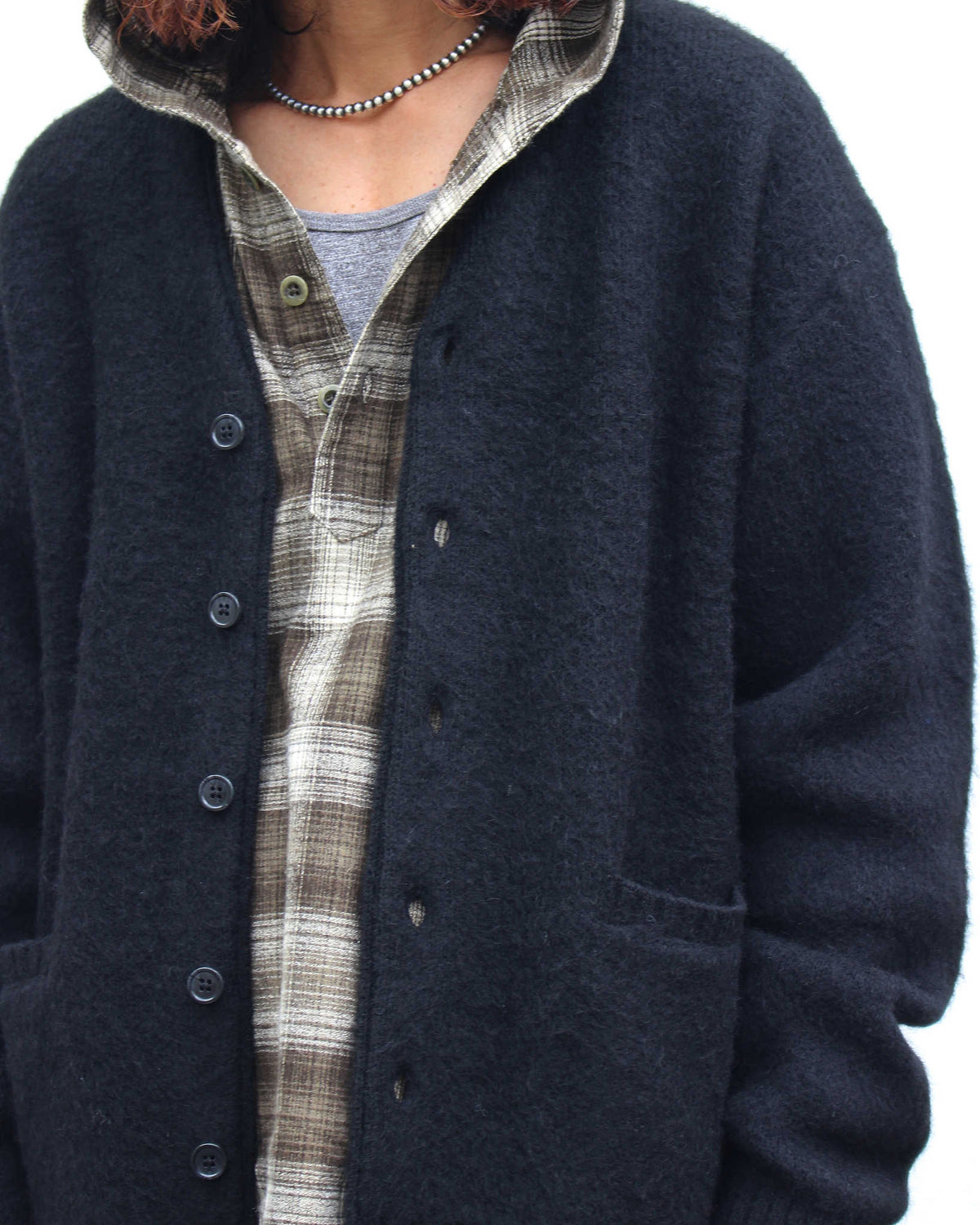 TOWN CRAFT タウンクラフト / mohair shaggy cardigan  モヘアカーディガン (BLACK ブラック)