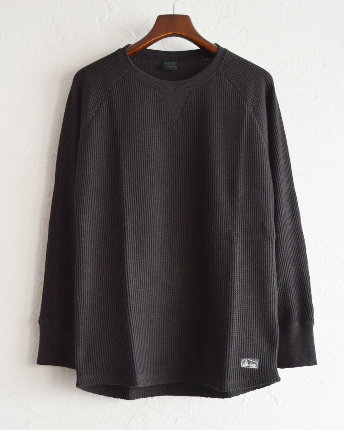GOHEMP ゴーヘンプ / HEMP WAFFLE CREW ヘンプワッフルクルー (BLACK ブラック)