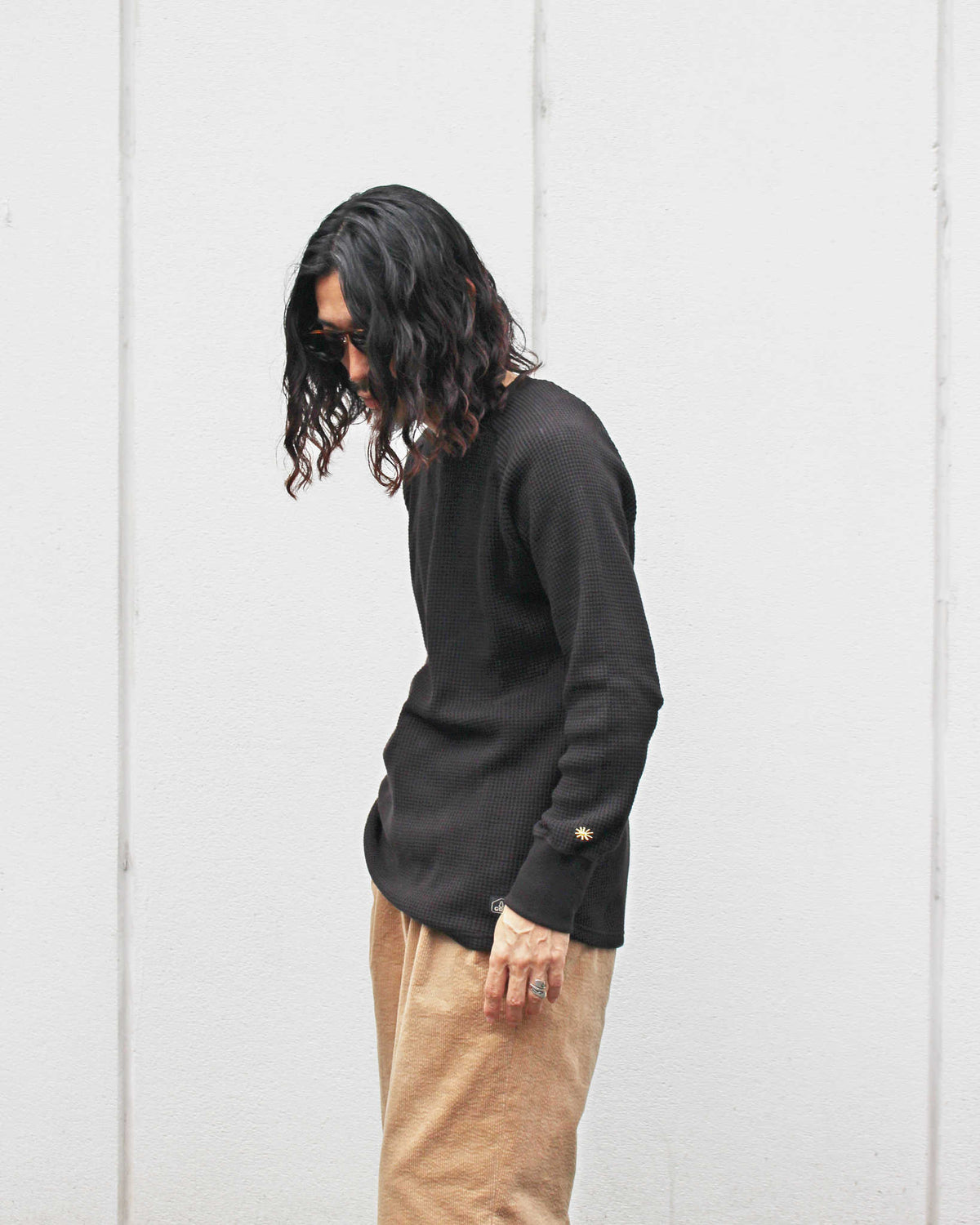 GOHEMP ゴーヘンプ / HEMP WAFFLE CREW ヘンプワッフルクルー (BLACK ブラック)