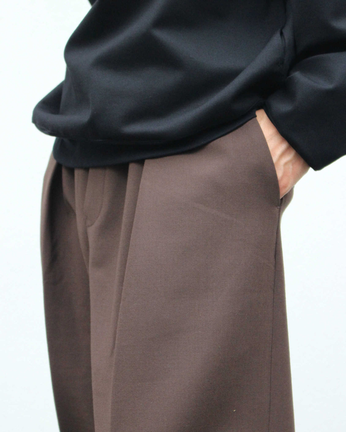 LAMOND ラモンド / DOUBLE WEAVE WIDE TROUSERS ダブルウィーブワイドトラウザーズ (BROWN ブラウン)