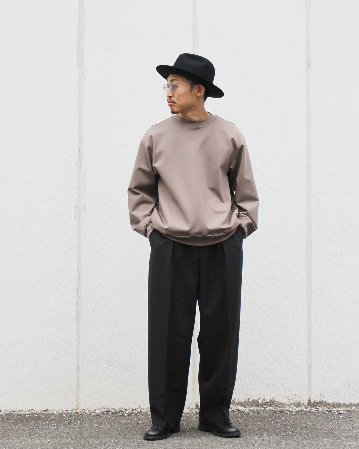 LAMOND ラモンド / DOUBLE WEAVE WIDE TROUSERS ダブルウィーブワイドトラウザーズ (BLACK ブラック)