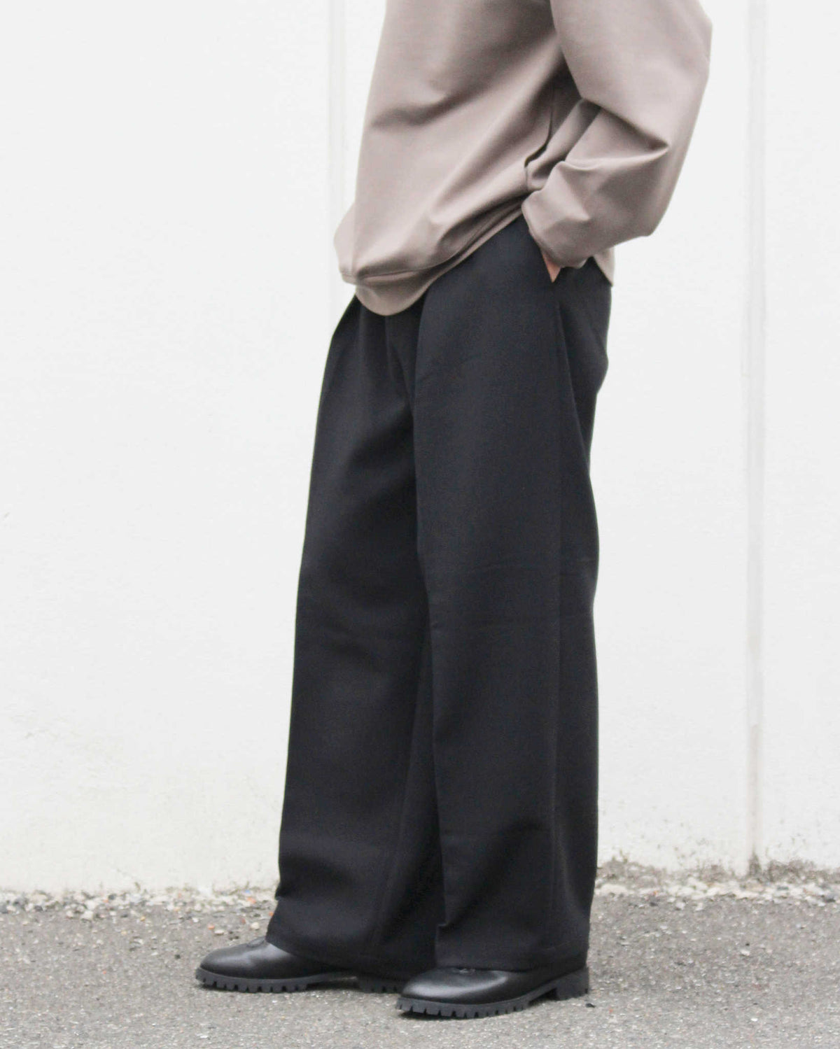 LAMOND ラモンド / DOUBLE WEAVE WIDE TROUSERS ダブルウィーブワイドトラウザーズ (BLACK ブラック)