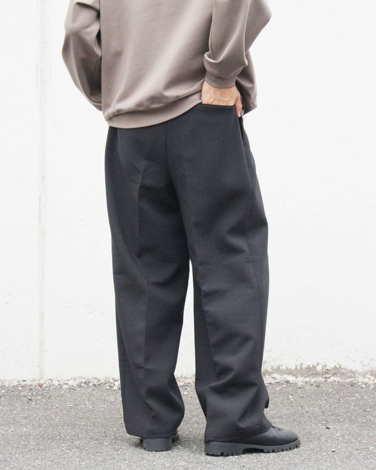LAMOND ラモンド / DOUBLE WEAVE WIDE TROUSERS ダブルウィーブワイドトラウザーズ (BLACK ブラック)