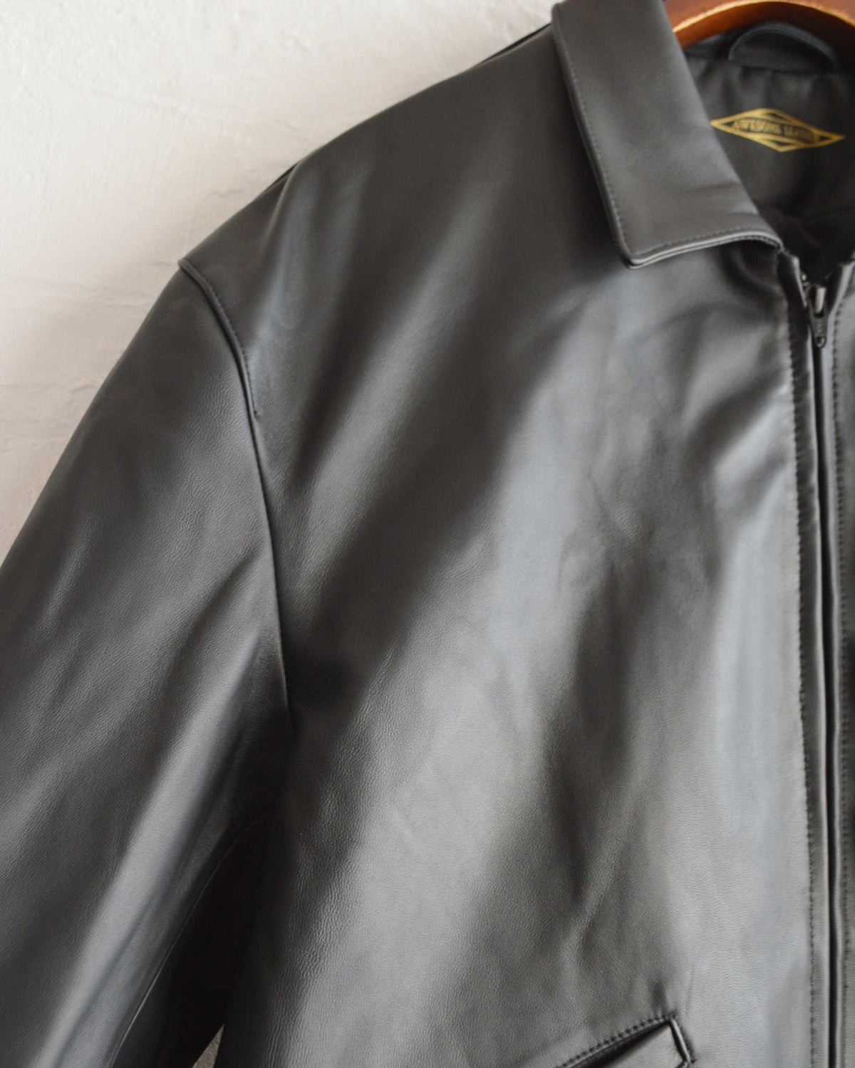 AWESOME LEATHER オーサムレザー / LEATHER ZIP SHORT JACKET レザージップショートジャケット (BLACK ブラック）