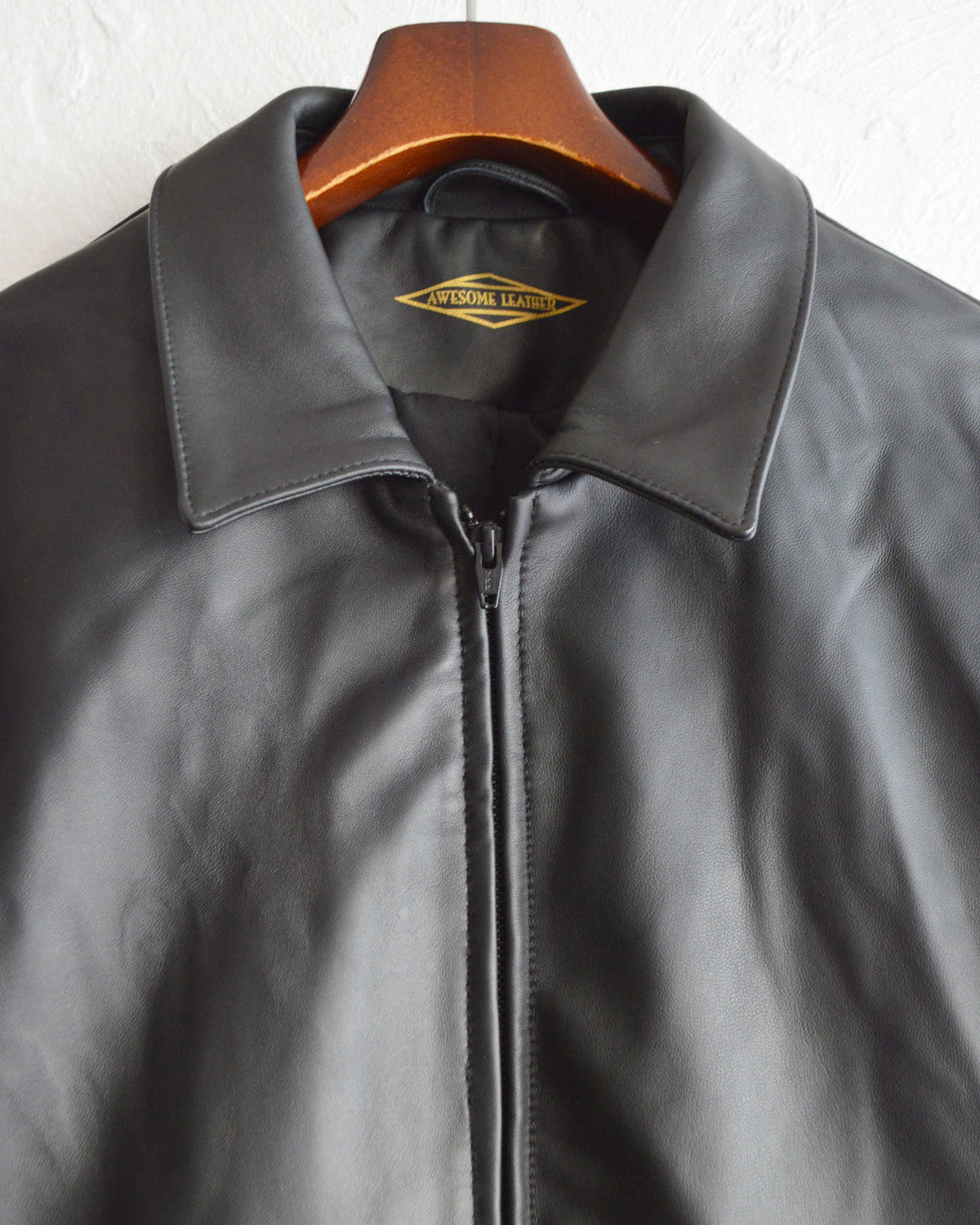 AWESOME LEATHER オーサムレザー / LEATHER ZIP SHORT JACKET レザージップショートジャケット (BLACK ブラック）