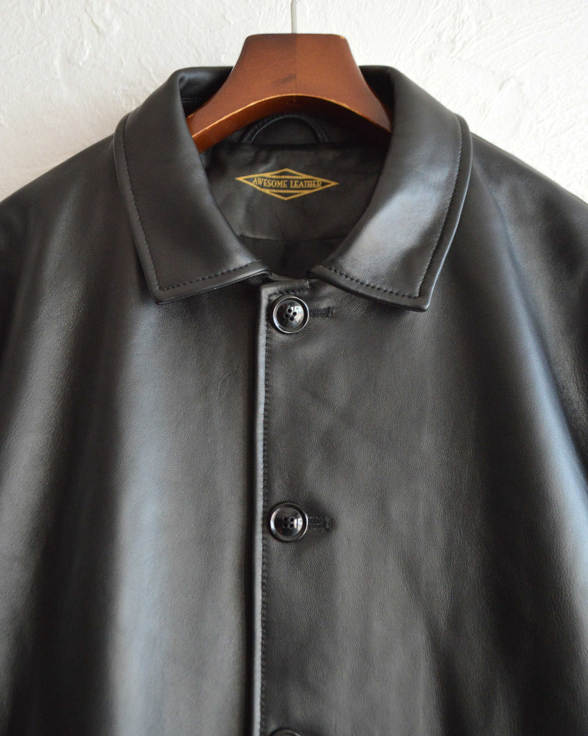AWESOME LEATHER オーサムレザー / LEATHER HALF COAT レザーハーフコート (BLACK ブラック)
