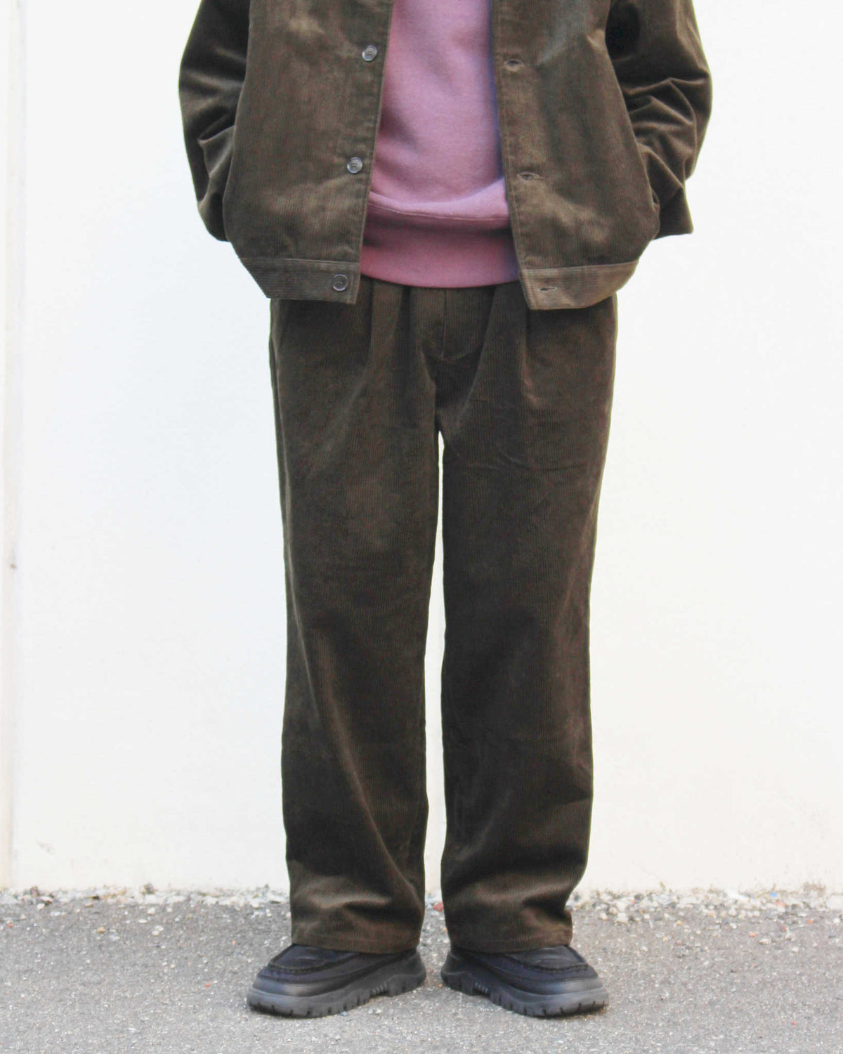LAMOND ラモンド / CORDUROY STANDARD WIDE PANTS コーデュロイスタンダードワイドパンツ (DARK MOSS ダークモス)