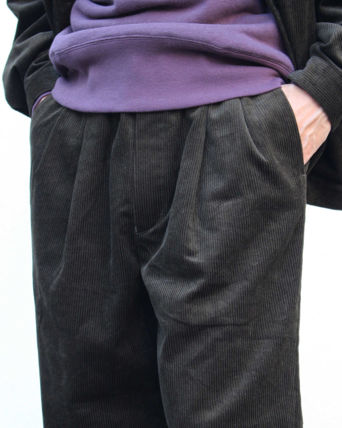 LAMOND ラモンド / CORDUROY STANDARD WIDE PANTS コーデュロイスタンダードワイドパンツ (DARK MOSS ダークモス)