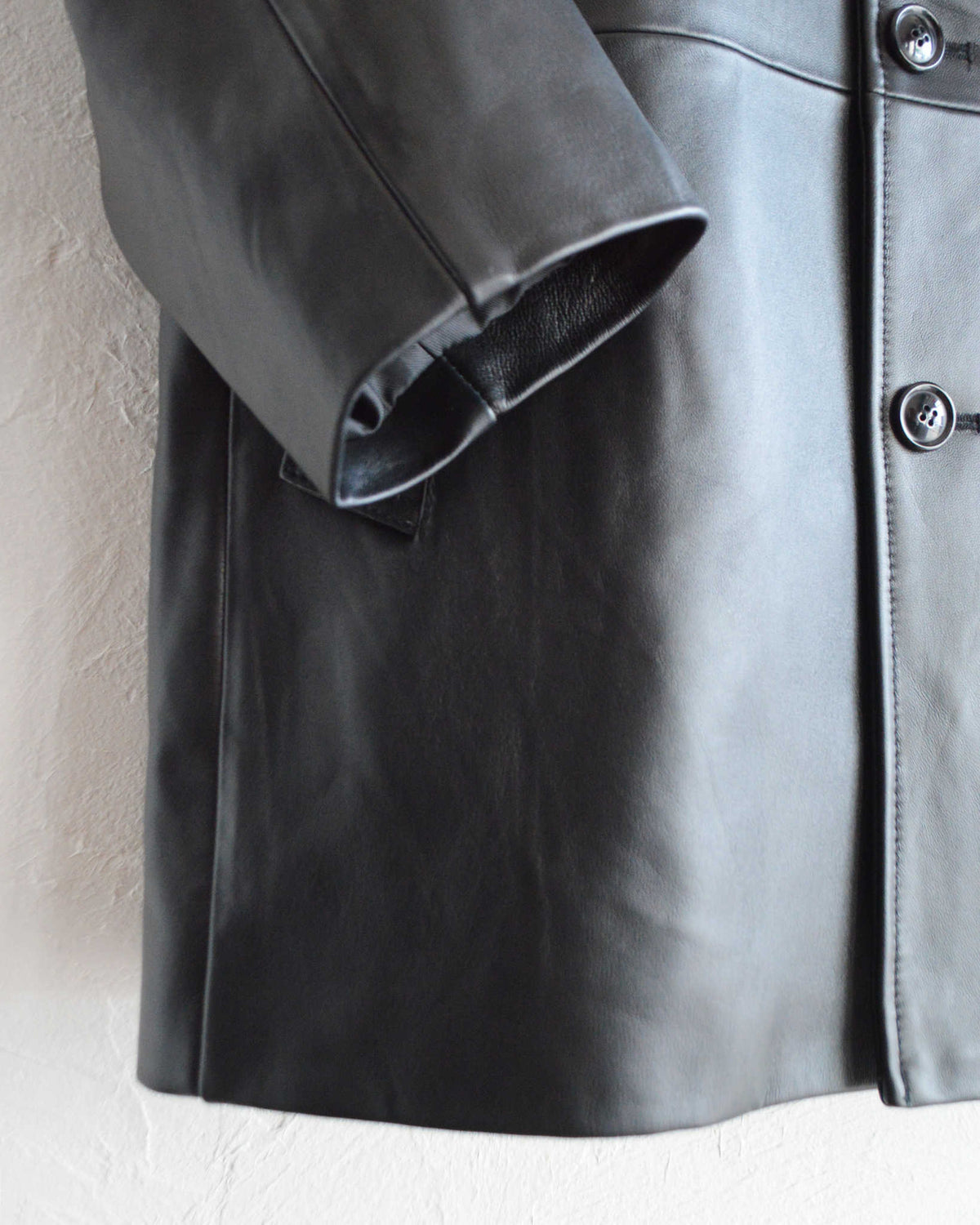 AWESOME LEATHER オーサムレザー / LEATHER HALF COAT レザーハーフコート (BLACK ブラック)