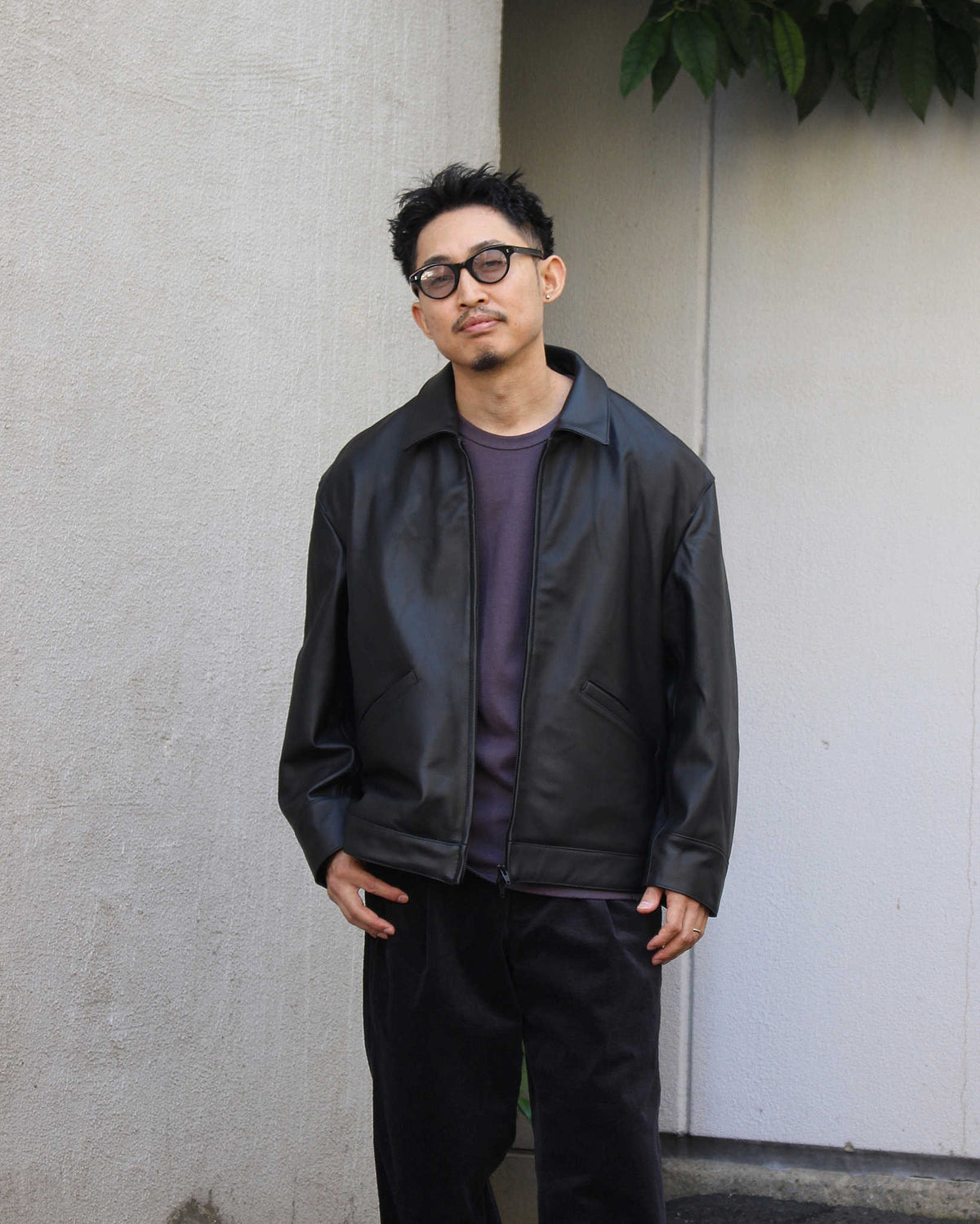 AWESOME LEATHER オーサムレザー / LEATHER ZIP SHORT JACKET レザージップショートジャケット (BLACK ブラック）