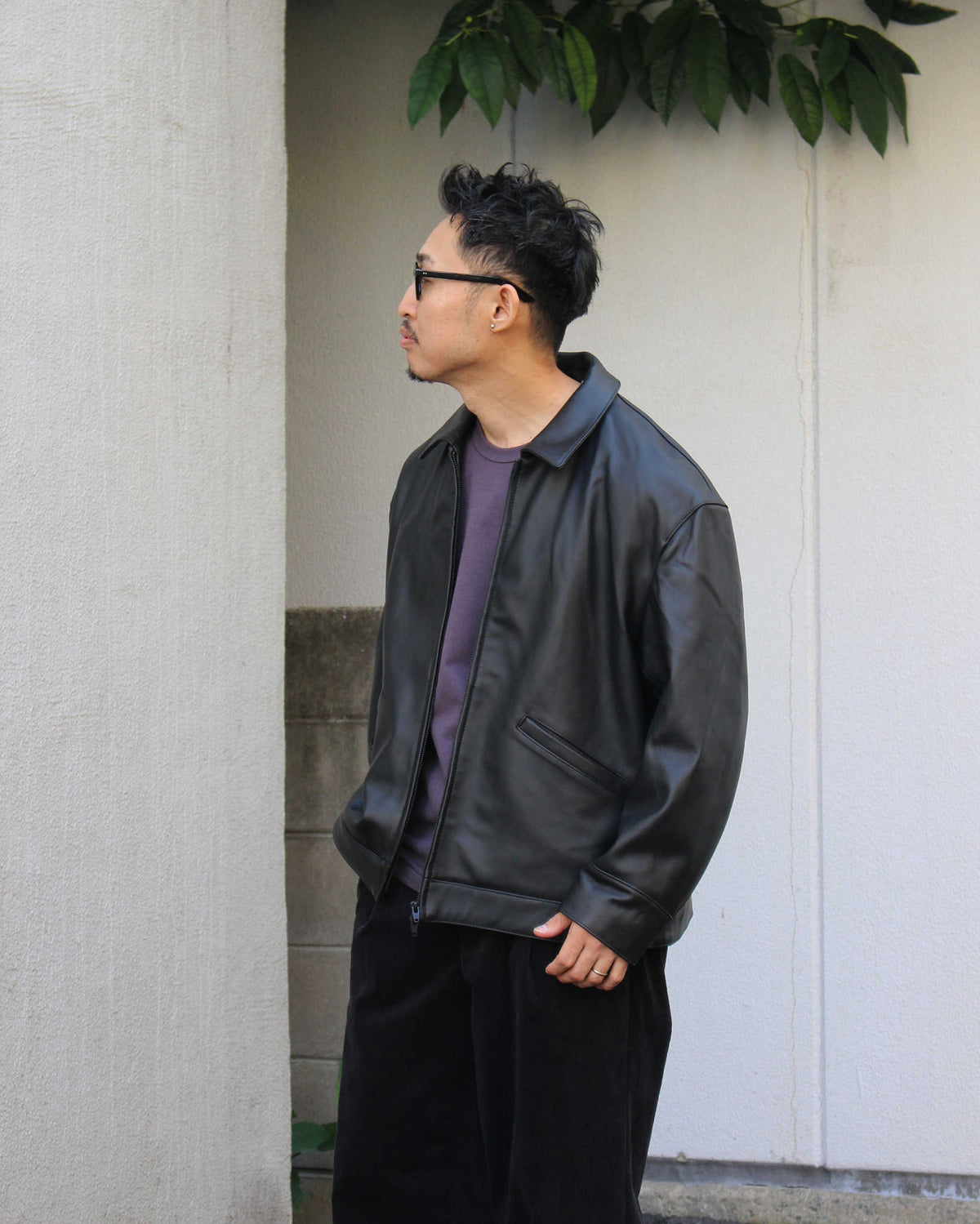 AWESOME LEATHER オーサムレザー / LEATHER ZIP SHORT JACKET レザージップショートジャケット (BLACK ブラック）