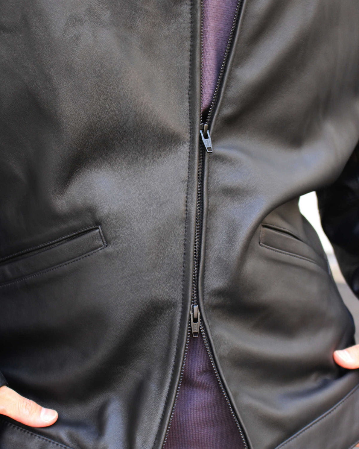 AWESOME LEATHER オーサムレザー / LEATHER ZIP SHORT JACKET レザージップショートジャケット (BLACK ブラック）