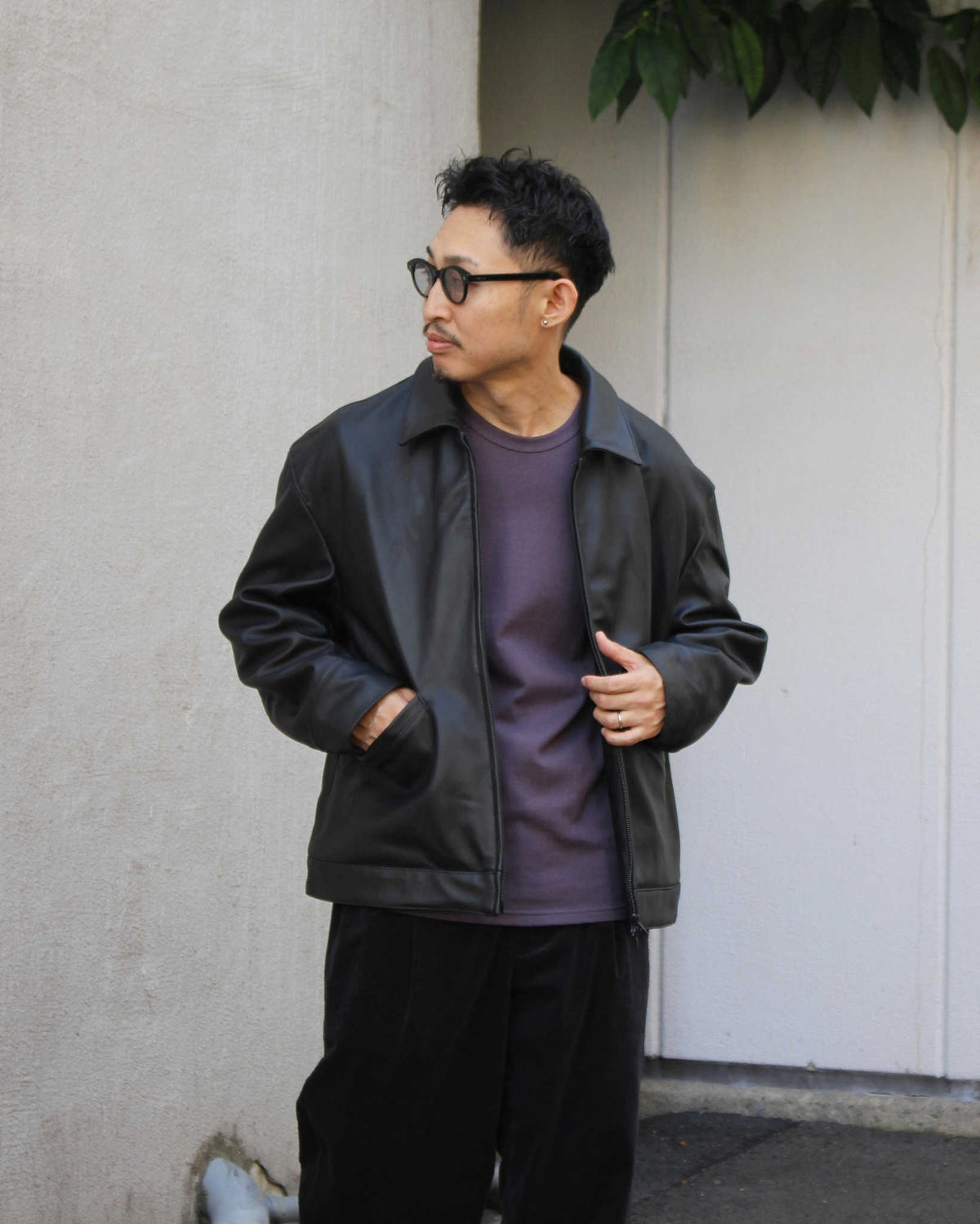 AWESOME LEATHER オーサムレザー / LEATHER ZIP SHORT JACKET レザージップショートジャケット (BLACK ブラック）