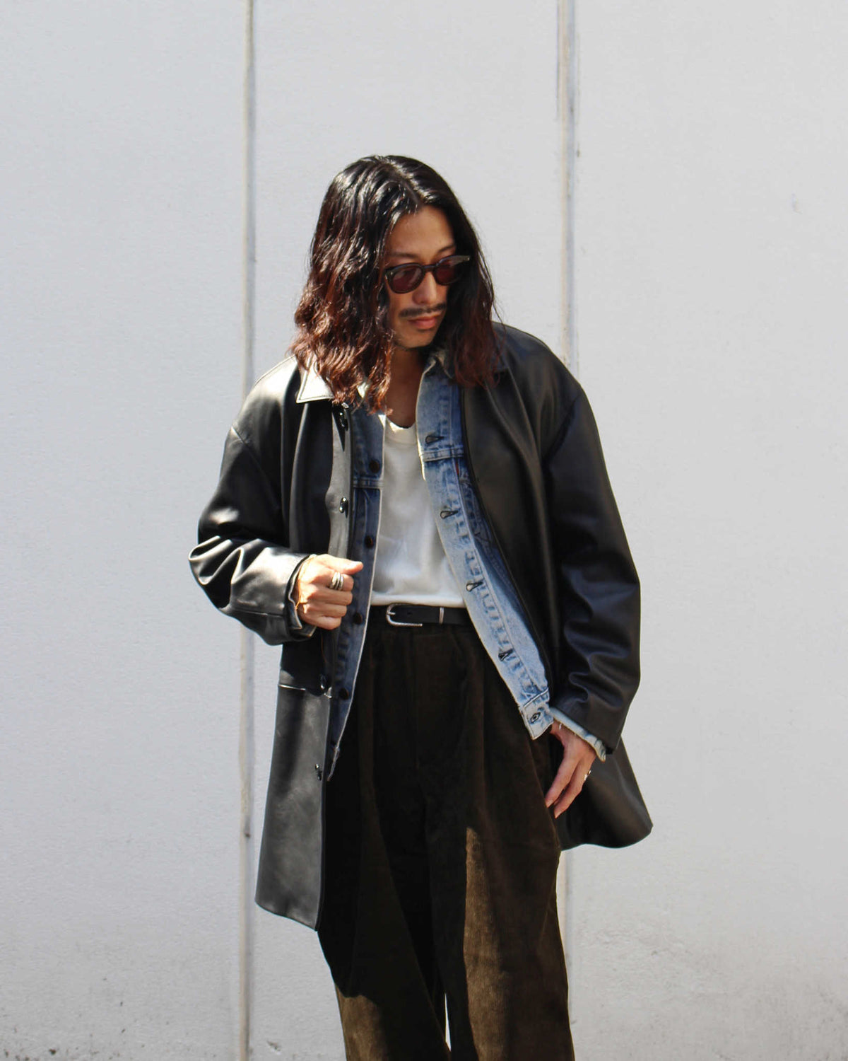 AWESOME LEATHER オーサムレザー / LEATHER HALF COAT レザーハーフコート (BLACK ブラック)