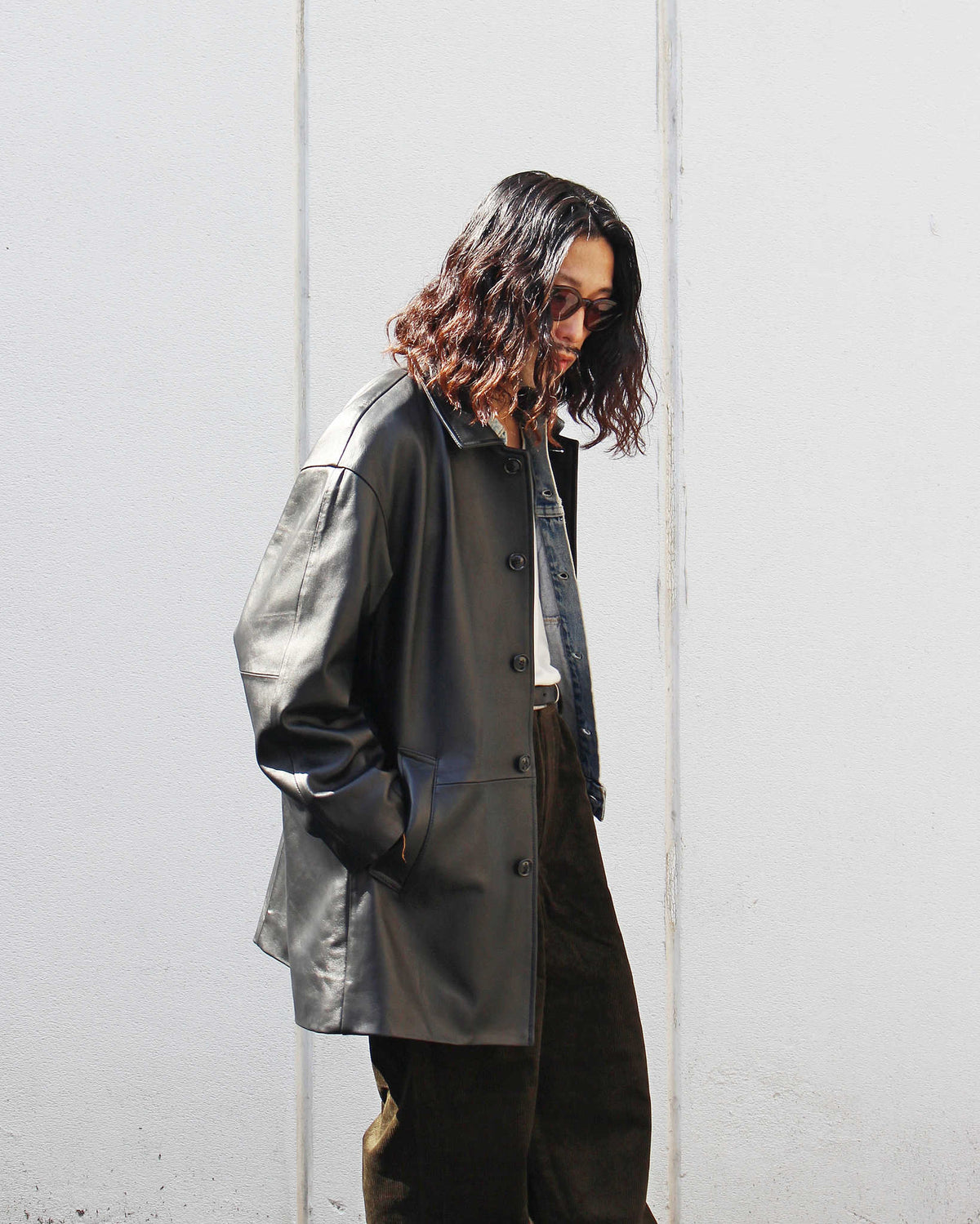 AWESOME LEATHER オーサムレザー / LEATHER HALF COAT レザーハーフコート (BLACK ブラック)