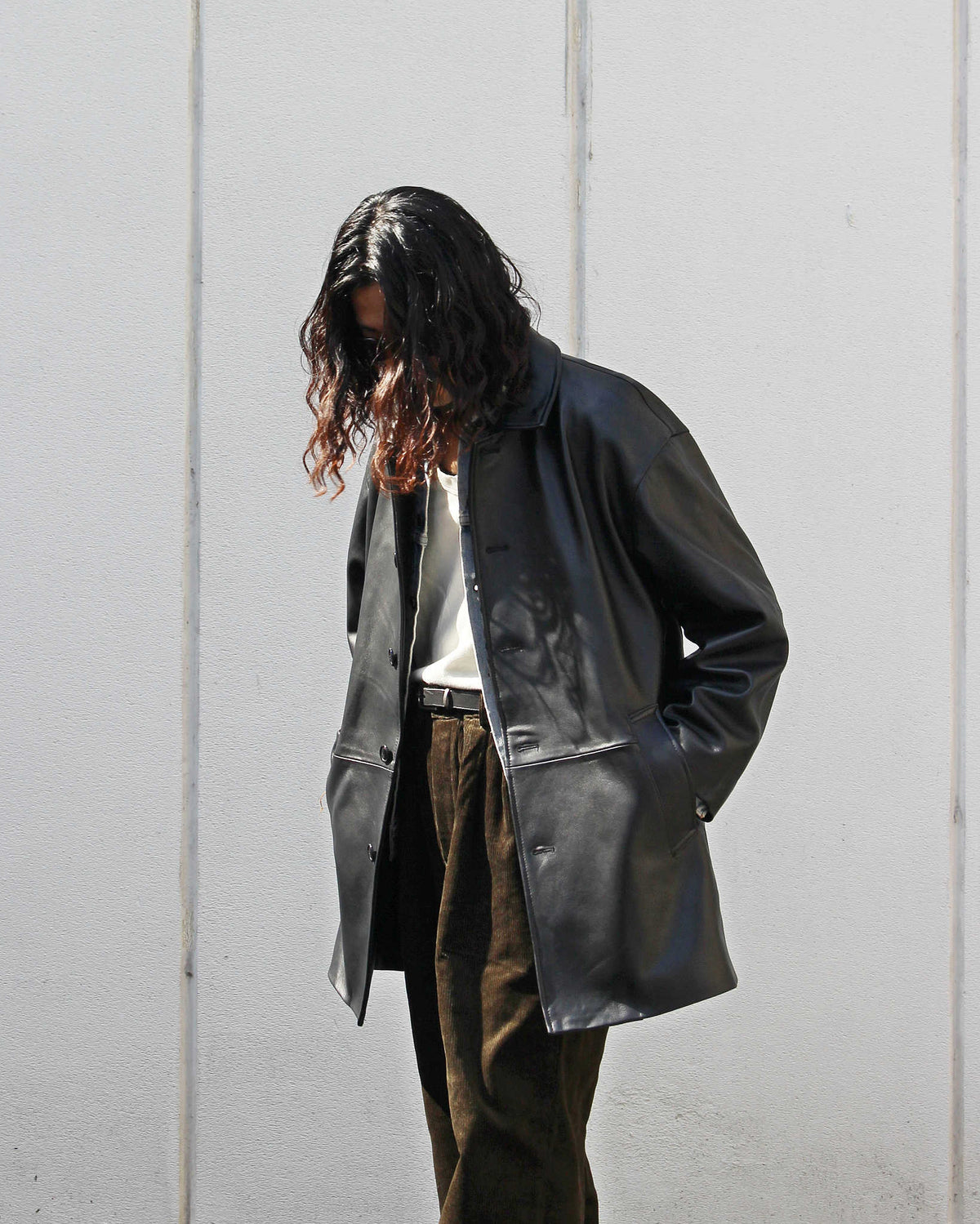 AWESOME LEATHER オーサムレザー / LEATHER HALF COAT レザーハーフコート (BLACK ブラック)