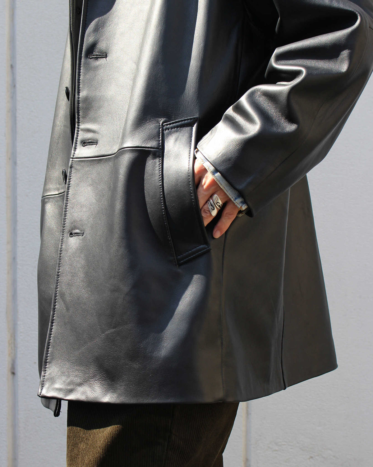 AWESOME LEATHER オーサムレザー / LEATHER HALF COAT レザーハーフコート (BLACK ブラック)