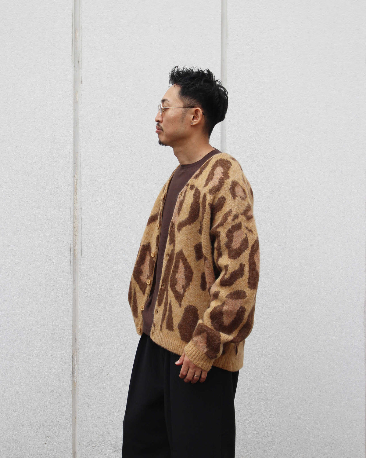 TOWN CRAFT タウンクラフト / mohair shaggy  jacquard cardigan モヘアシャギージャガードカーディガン (LEOPARD レオパード)