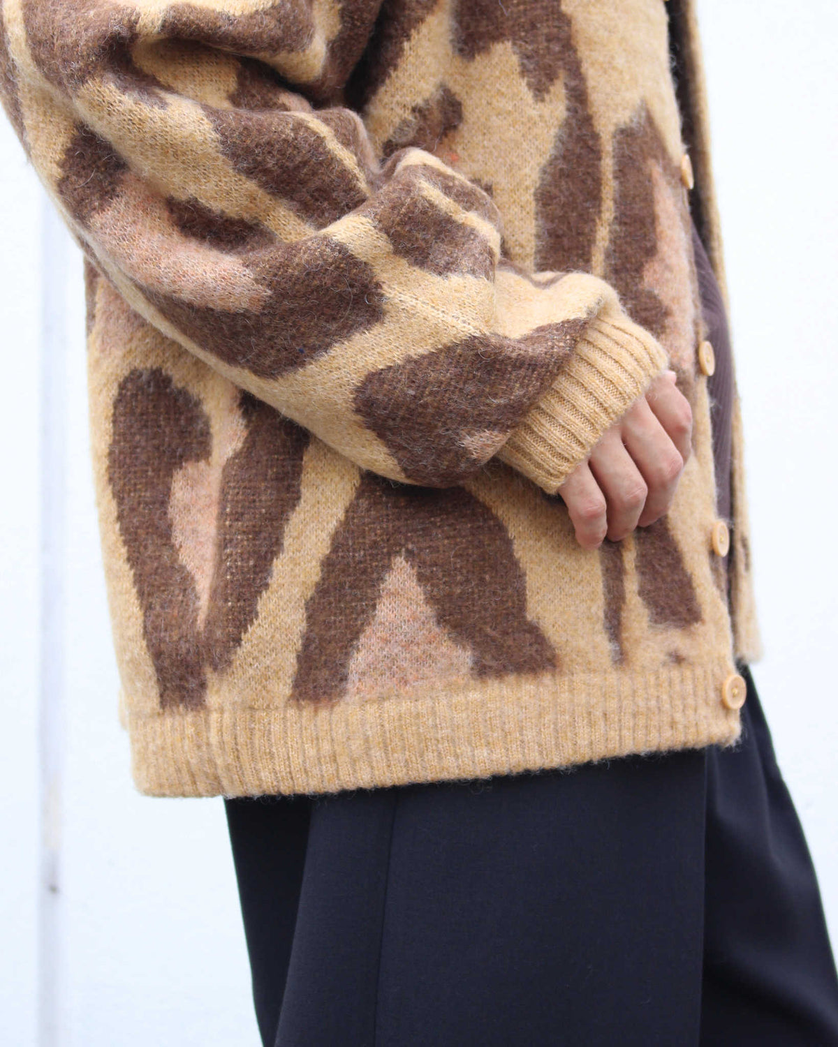 TOWN CRAFT タウンクラフト / mohair shaggy  jacquard cardigan モヘアシャギージャガードカーディガン (LEOPARD レオパード)
