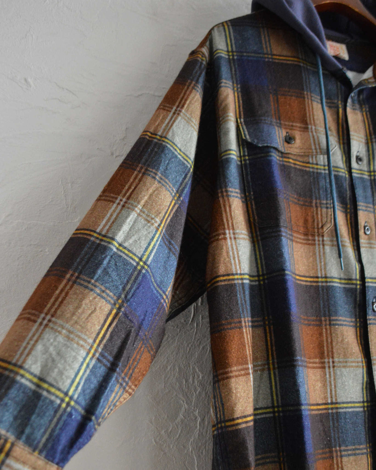 IMPRESTORE インプレストア / Springsteen | Flannel Hooded Shirt フランネルフードシャツ (BROWN×NAVY ブラウンネイビー)