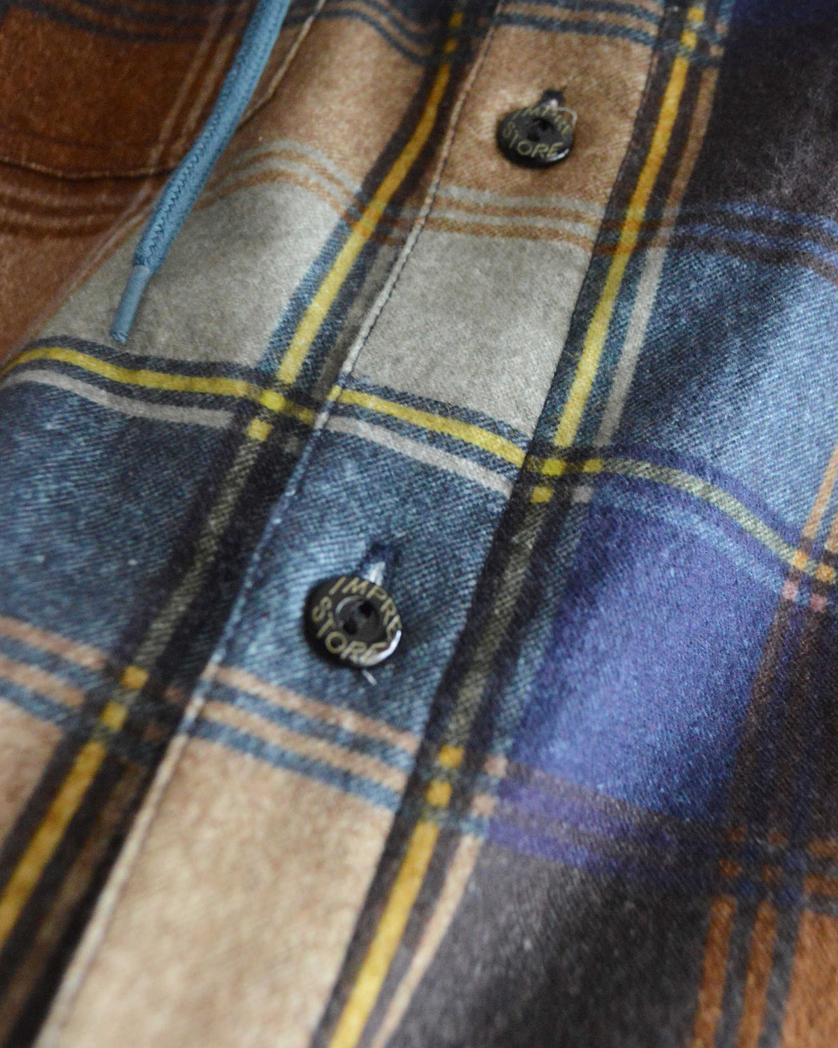 IMPRESTORE インプレストア / Springsteen | Flannel Hooded Shirt フランネルフードシャツ (BROWN×NAVY ブラウンネイビー)