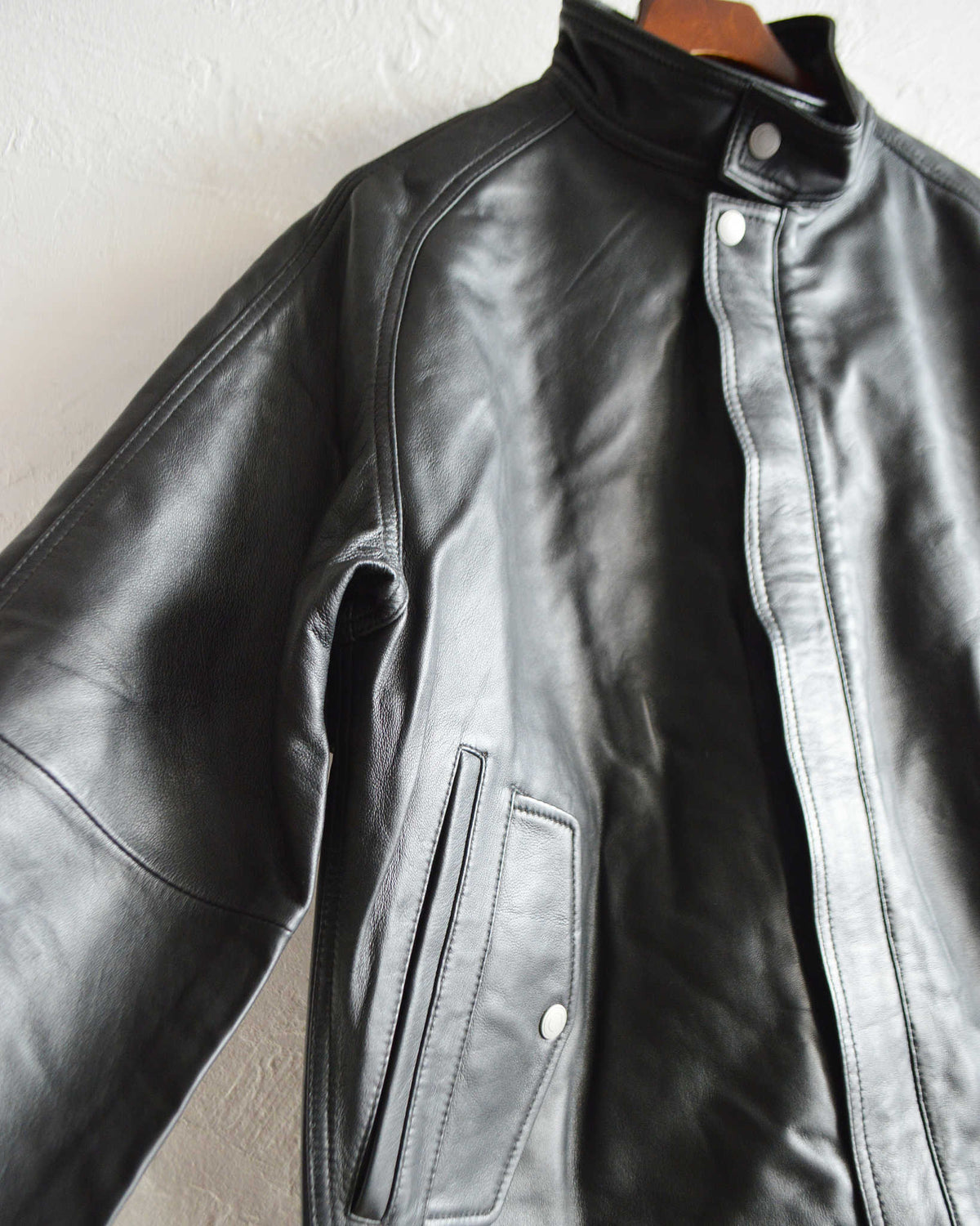 Nasngwam. ナスングワム / ATTRACT LEATHER JACKET アトラクトレザージャケット Ssize (BLACK ブラック)
