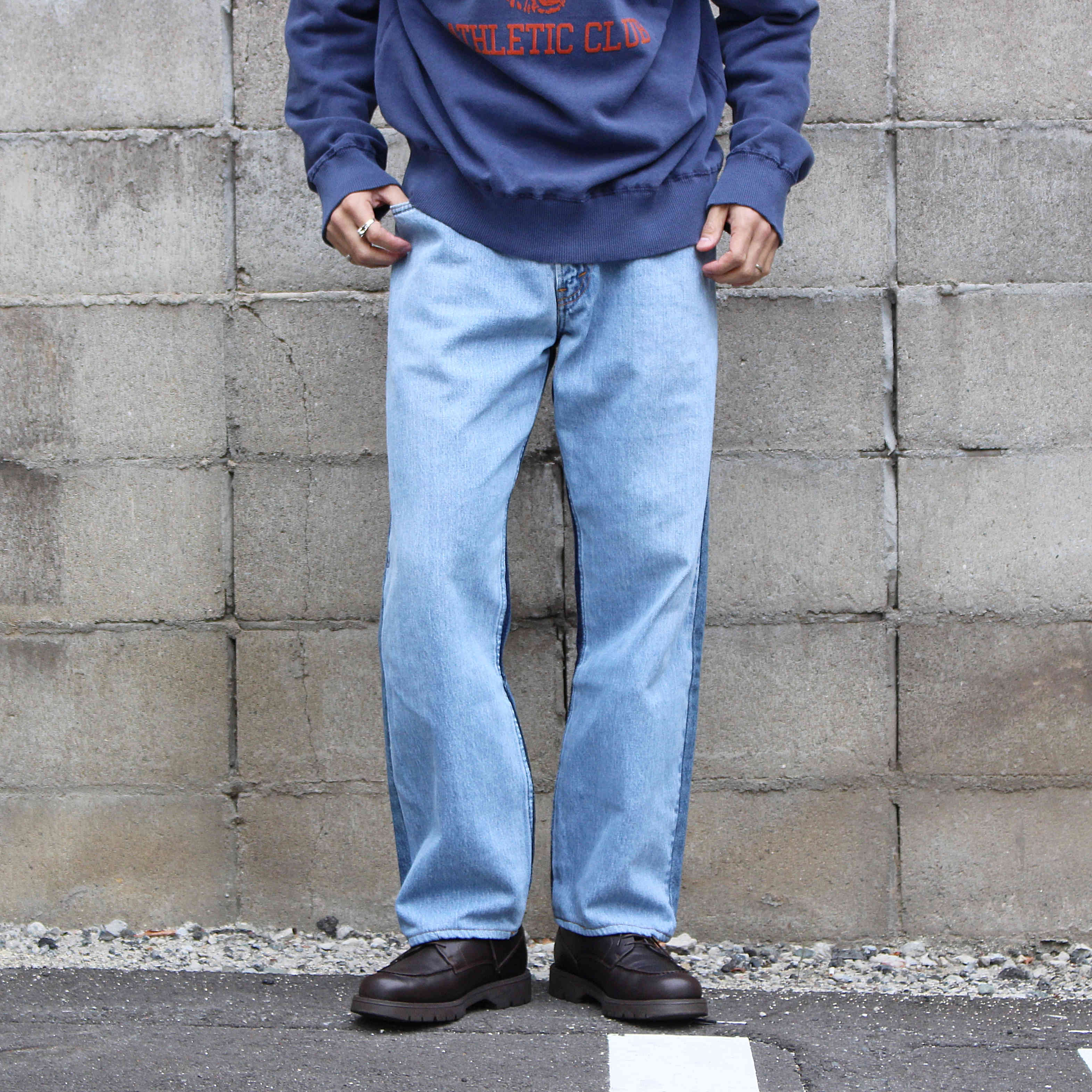 SUNNY SIDE UP サニーサイドアップ / RE 05 2FOR1 DENIM PANTS リメイクデニム (BLUE ブルー)