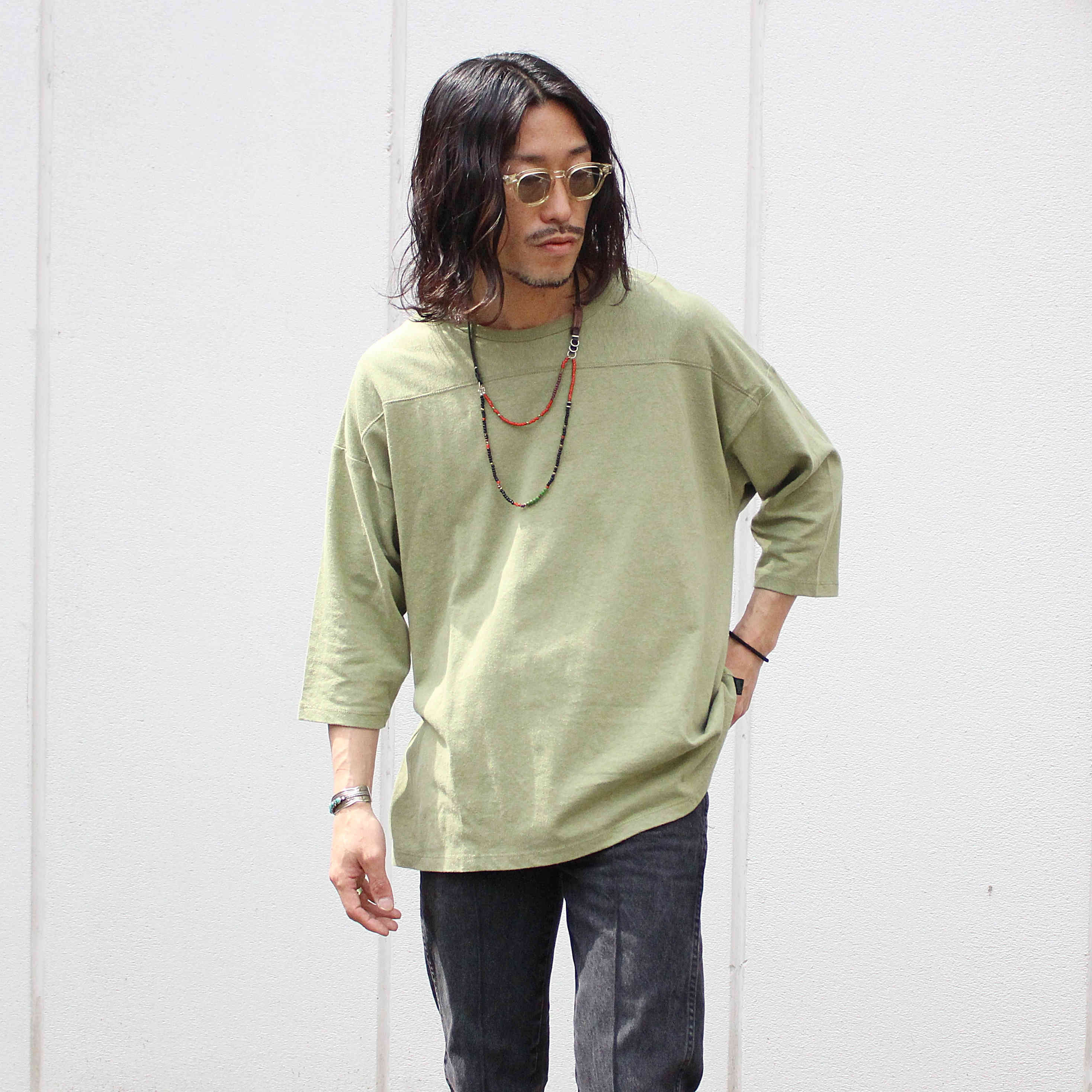 GOHEMP ゴーヘンプ / WIDE FOOTBALL TEE ワイドフットボールTEE (GREEN